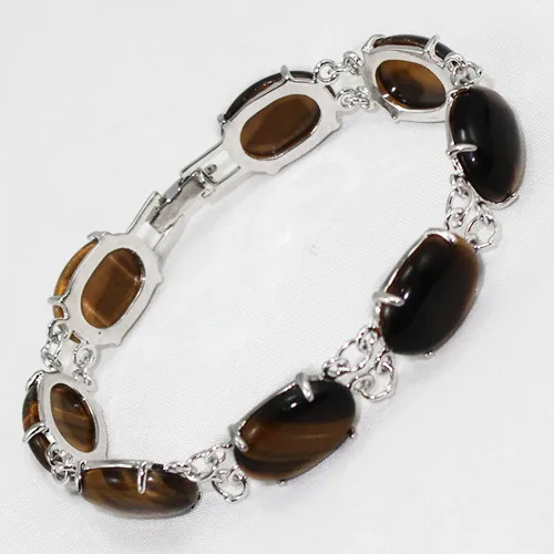 

fast Shipping 12X16MM Bead 18K GP Natural Tiger's stone Bracelet