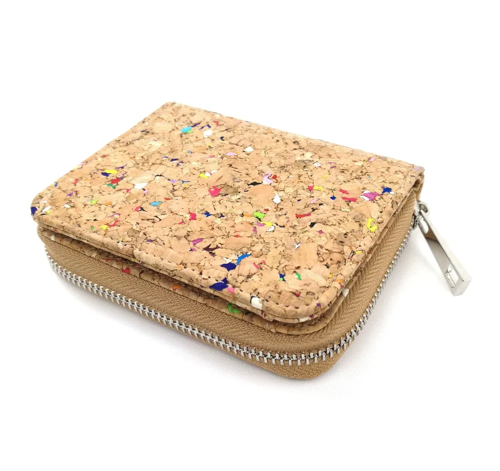 Rustic Cork Card Wallet Mini Vegan Short Wallets for Women Men Wooden Coin Purse Eco-friendly