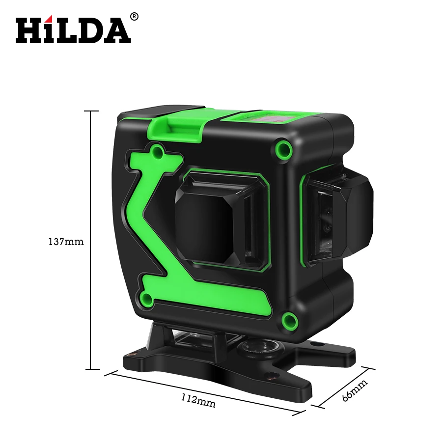 HILDA 3D Laser Level Self-Leveling 360 Horizontal And Vertical Cross Green 12 Lines 3D Rotary Level Laser Horizontal Vertical