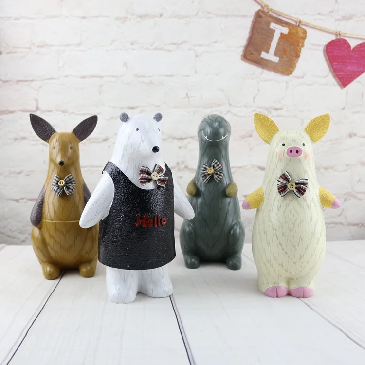 1PC Cartoon Animal Bear Kangaroo Dinosaur Piggy Bank Creative Resin Money Box for Children's Birthday Gifts MO 017