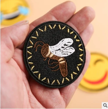 Cothing bag   accessory patch Round Flower Bird Black   embroidery badge  Decoration  10pcs