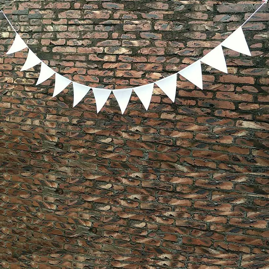 

Big Size 4M 12 Flags Plain White Fabric Pennant Bunting Mariage Vintage Wedding Party Decoration Banner Home Decoration Garland