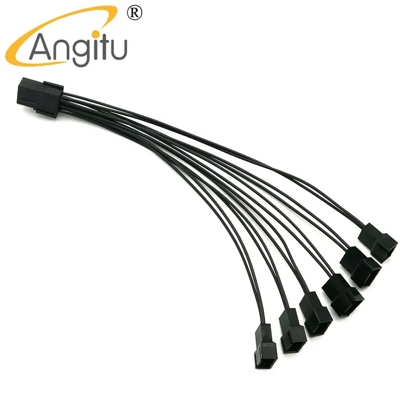 Angitu PCI-E 6Pin Female to 6x 3Pin 4Pin Fan Splitter Cable 22awg wire