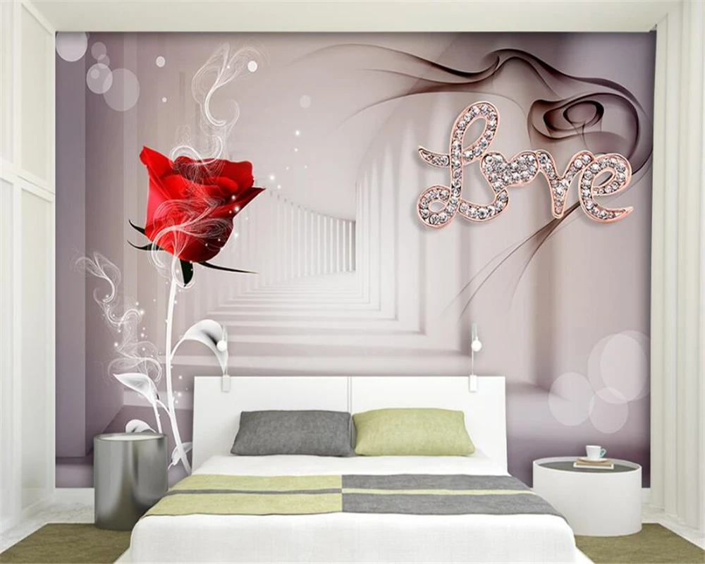 beibehang papel de parede Home Furnishing decorative painting wallpaper red rose modern three-dimensional background wall behang