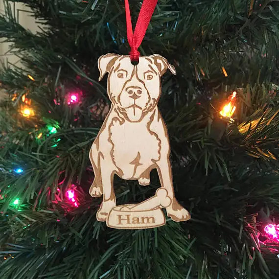 Personalized Dog Ornament Dog Lover Gift  Pit Bull Pitbull Ornament  Pit Ornament   Christmas Holiday Ornament