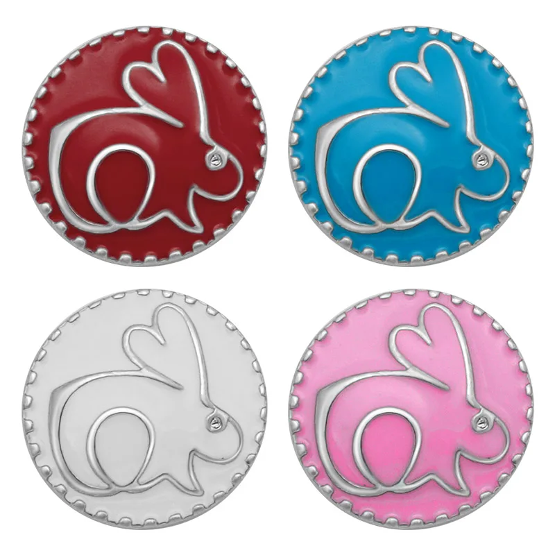 New Fashion Round 4 colors beauty Oil rabbit metal 18mm snap buttons fit 18mm snap jewelry wholesale KZ3289