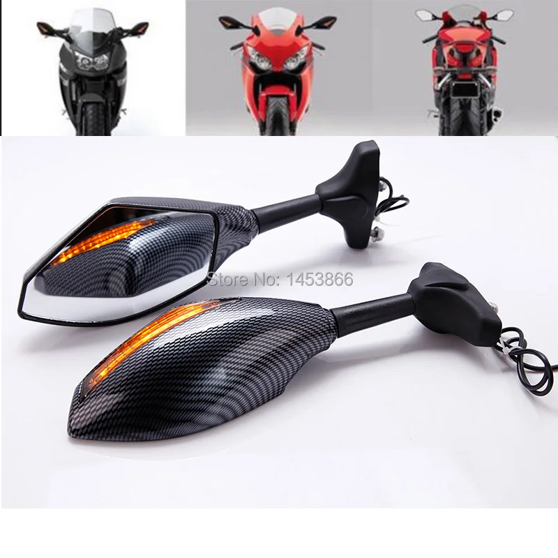 evomosa LED Turn Signals Integrated Mirrors For Honda CBR 600 F3 F2 F4i 929 954 1000 RR Motorcycle Side Rearview Mirror