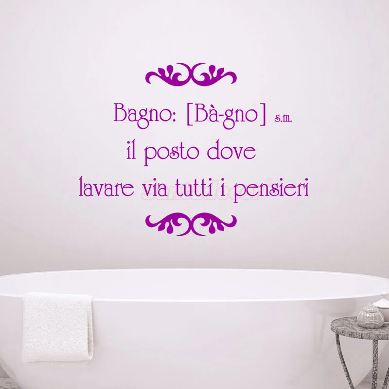 Stickers Bagno-il-posto-dove-lavare-via-tutti-i-pensieri Vinyl Wall Decor Bathroom Art Decal Shower Room Home Decor Wallpaper