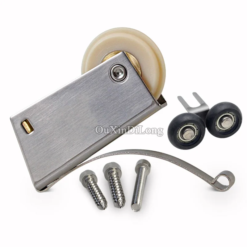 4Sets Sliding Wardrobe Door Roller Wheel Kitchen Balcony Bathroom Anti-rust Mute&Smoothly Wheel Pulley Upper Wheel+Lower Wheel