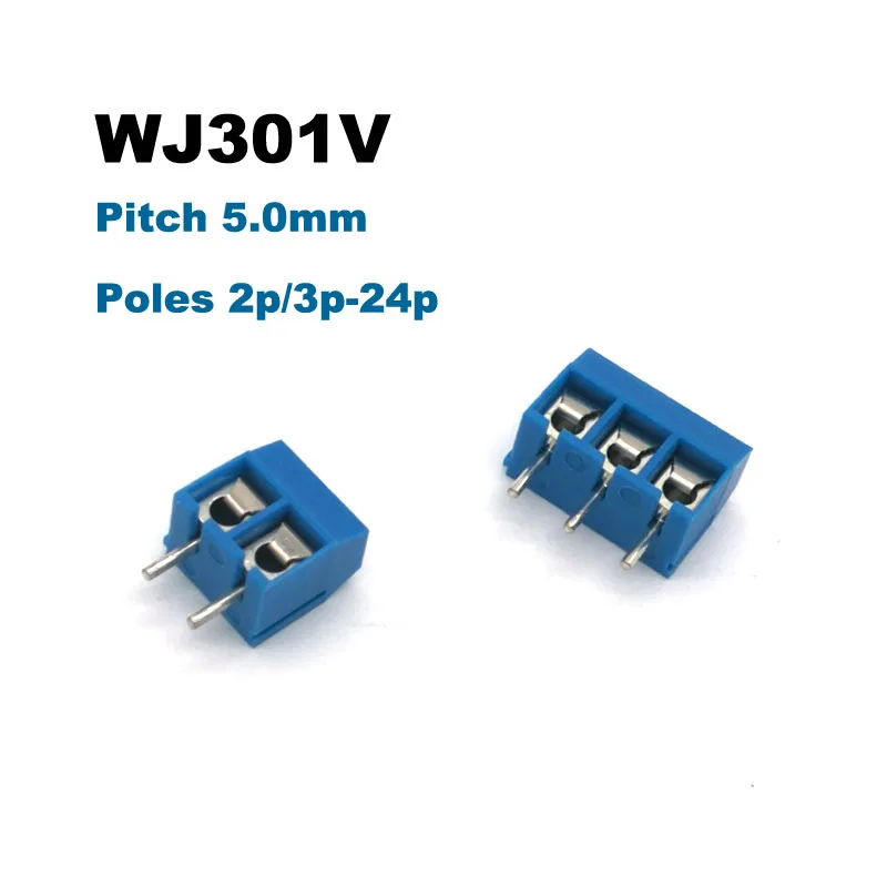 5/20pcs Pitch 5mm 2P 3P Screw PCB Terminal Block Splice Connectors bornier 301V Straight Pins wire cable Brass morsettiera 15A