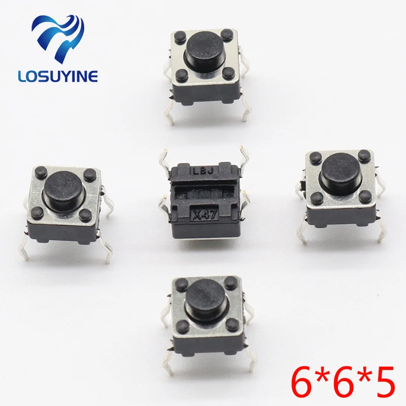 50pcs/lot 6x6x5MM 4PIN G90 Tactile Tact Push Button Micro Switch Direct Self-reset DIP Top Copper Russia