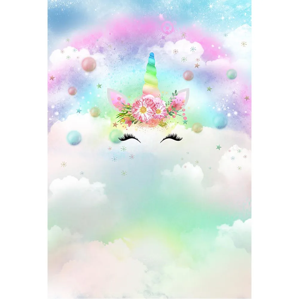 

Dreamlike Cloud Rainbow Unicorn Themed Birthday Party Backdrop Pink Flowers Newborn Baby Kids Photography Studio Backgrounds