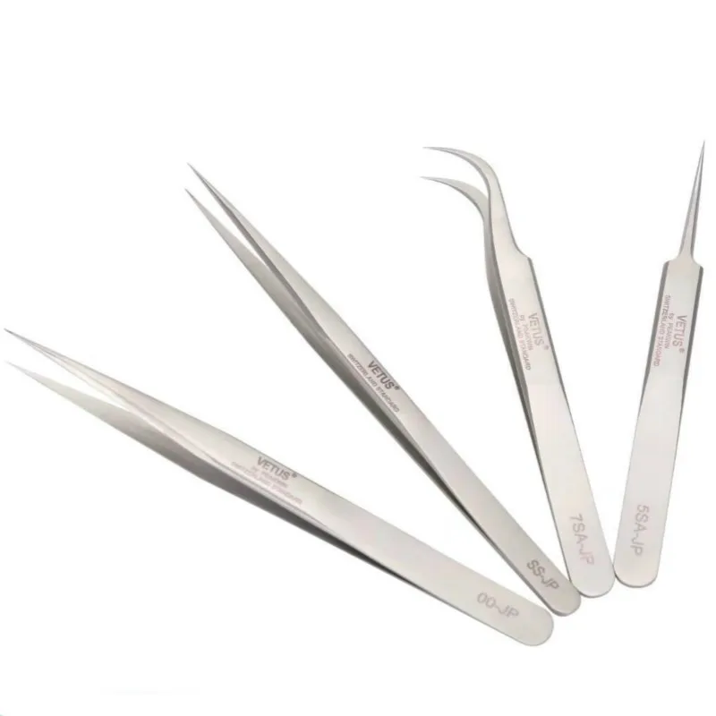 1PCS Vetus JP series Best eyelash Tweezers Stainless Steel Eyebrow Tweezer Anti-static Makeup Lashes Tools
