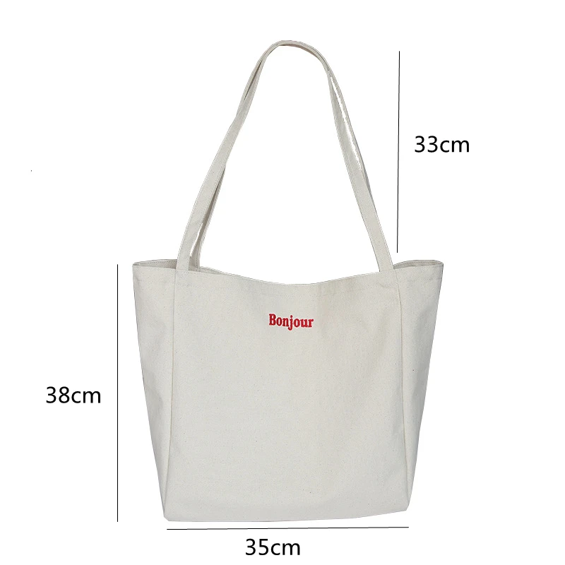 Youda Women Canvas Totes Simple Letter Printing Handbags Shoulder Bag Large Capacity Portable Shopping Bags for Lady Girls