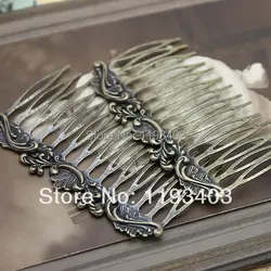 20PCS Flower Filigree Antique Bronze plated Brass hair combs base setting (COMBSS-3)