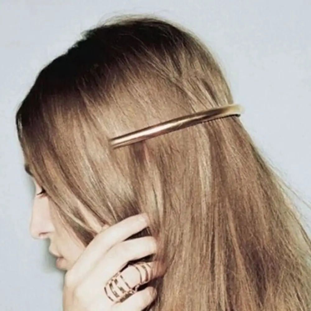 Hot Sale Fashion Women Girls Cool Long Women Hair Clips Metal Gold/Silver Plain Plated ARC Tube Big Hairgrip Hairpin Hair Clip