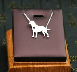Labrador retriever necklace metal dog pendant jewelry golden colors plated