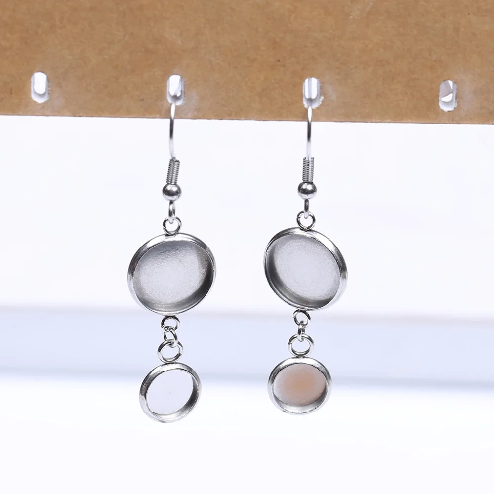 Reidgaller – base de boucles d'oreilles en acier inoxydable, 20 pièces, cabochon, blanc, pendentif, résultats de crochet, 8mm, 12mm