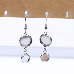 reidgaller 20pcs stainless steel earring base fit 8mm 12mm cabochon earring blanks diy pendant earrings hook findings