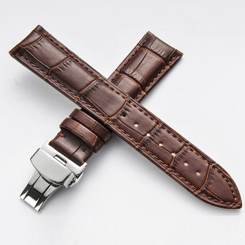 New High quality Genuine leather watchband 16MM 18mm 19mm 20mm 21mm 22mm leather strap for Tissot watch with folding buckle