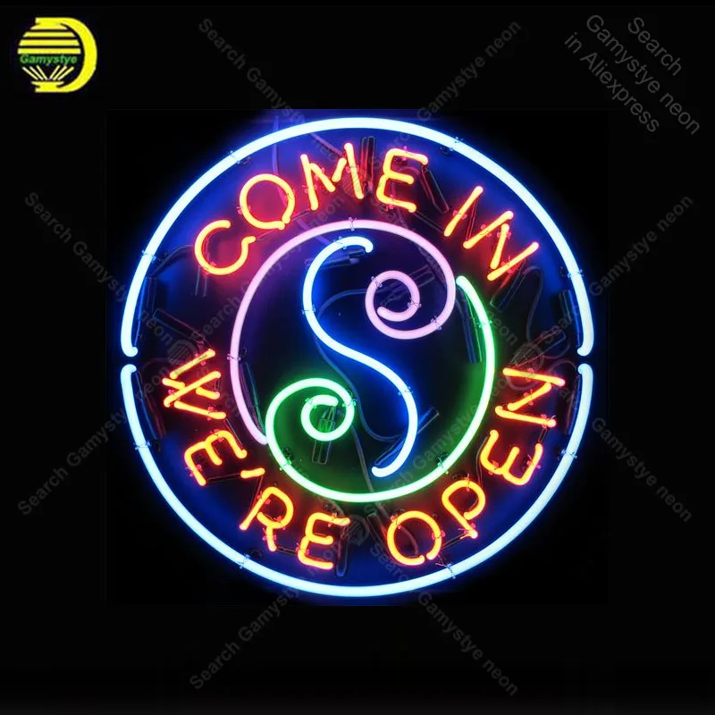 

Come in we are open NEON SIGN REAL GLASS BEER BAR PUB Sign LIGHT SIGN STORE DISPLAY ADVERTISING LIGHTS Art Decor lamp for sale