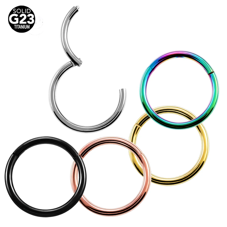 1PC Titanium Septum Clicker Hinged Segment Rings Cartilage Earrings Labret Lip Nose Conch Daith Piercing Body Jewelry PVD