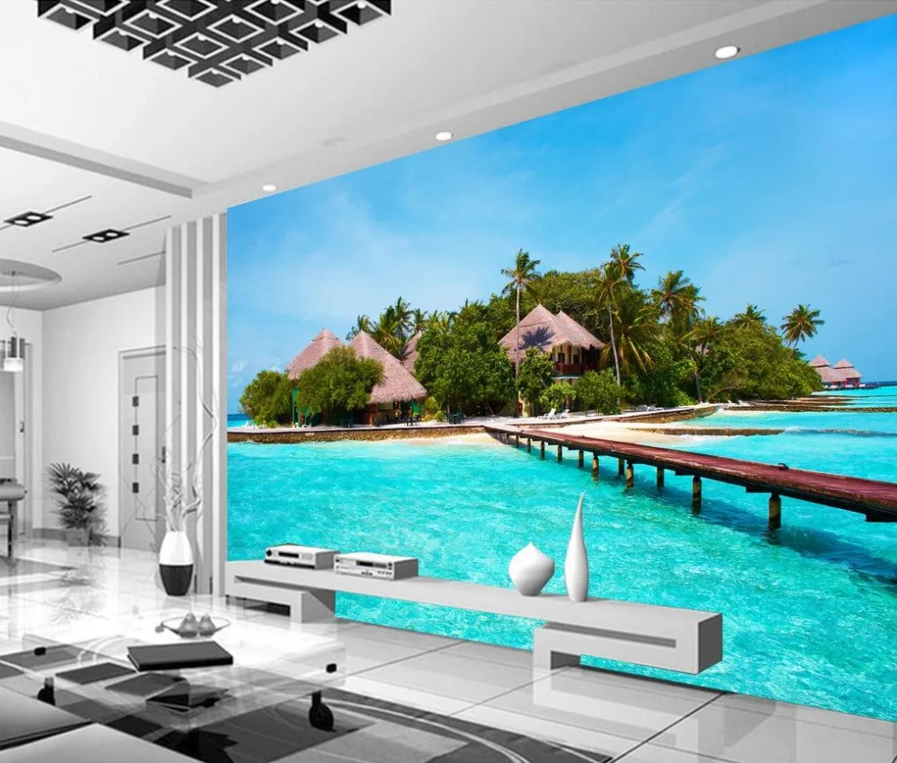 

3d nature wallpapers Maldives island bridge Home Decoration wallpapers for living room