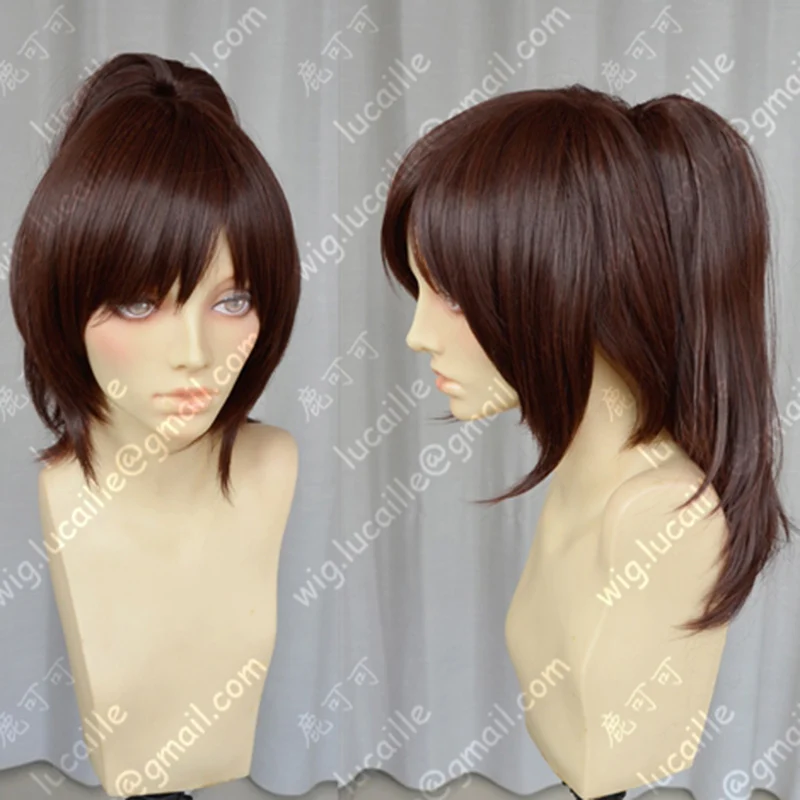 Anime Sasha Blouse Reddish-brown Hair With Ponytail Clip Heat Resistant Cosplay Costume Wig + Free Wig Cap