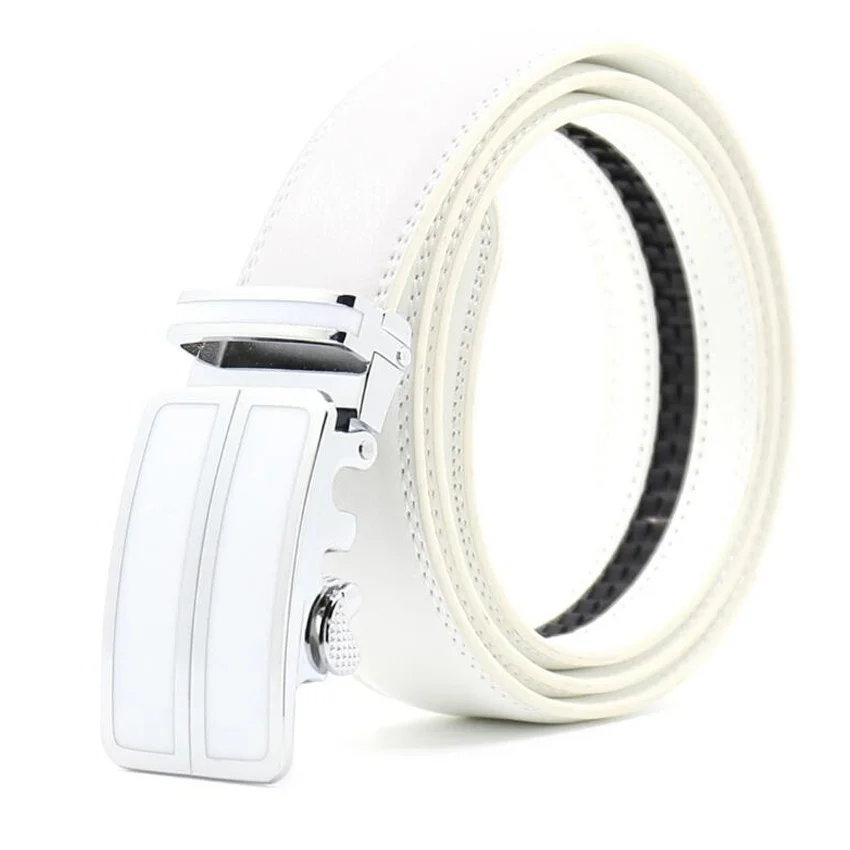 Men Automatic Buckle Belt Male Girdle Waistband Men Fashion Men Leather Belt lendth:110-125cm,width:3.5cm red\\white\\black\\blue