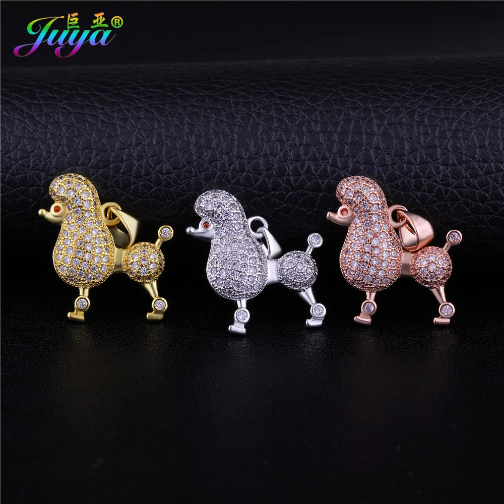 Juya DIY Sorority Jewelry Making Pendant Micro Pave Zircon Sigma Gamma Rho Poodle Dog Pendant For Women Necklace Bracelet Making