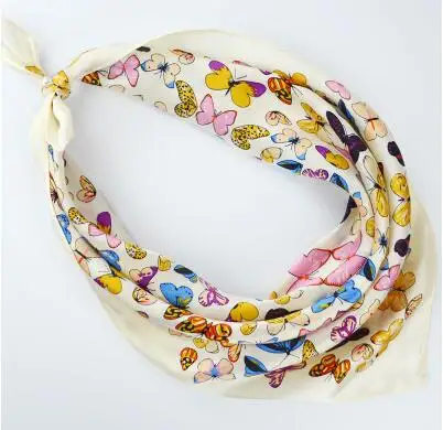 Foulard carré 100% soie imprimé pour femmes, écharpe de travail, de banque, 53x53cm, printemps et été