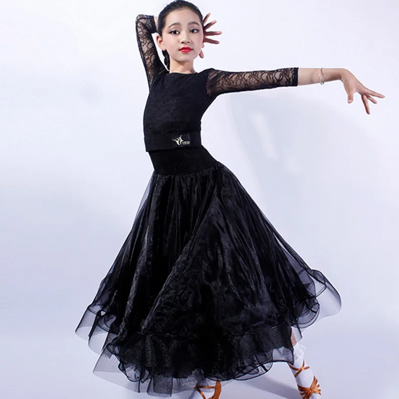 Lace Stitching Kids Ballroom Dress Waltz Dresses Standard Dance Dress For Girls Dance Wear Lyrical Dance Dress Princess Dress