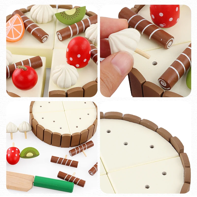 Wooden Toy Simulation Mini Magneti Cake Toy Size 11* 3 cm To The Child's Birthday Present Montessori Kitchen Children's food Toy