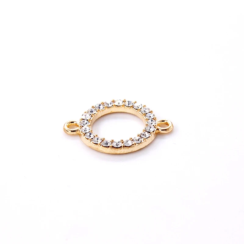 10pcs/lot Gold Silver Metal Round Rhinestone Connector for Bracelet Jewelry Making Accessories Craft DIY Handmade Findings