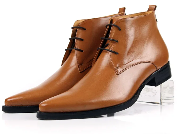 Large Size EUR46 Pointed Toe Dress Shoes Mens Ankle Boots Wedding Shoes Genuine Leather Dress Boots Male Business Shoes