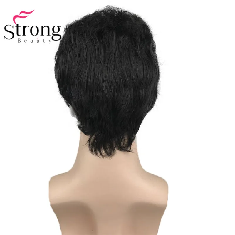 StrongBeauty Black Short Men\'s Wigs Synthetic Full Wig for Men