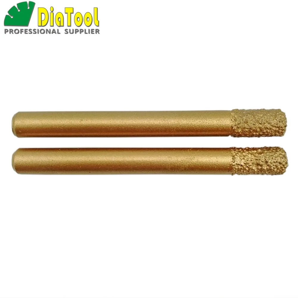 DIATOOL 2 قطعة CNC الحفر بت للحجر (6/12 مللي متر) شقة نهاية ، Striaght الماس نتوءات ، فراغ صنع من النحاس الماس نحت بت