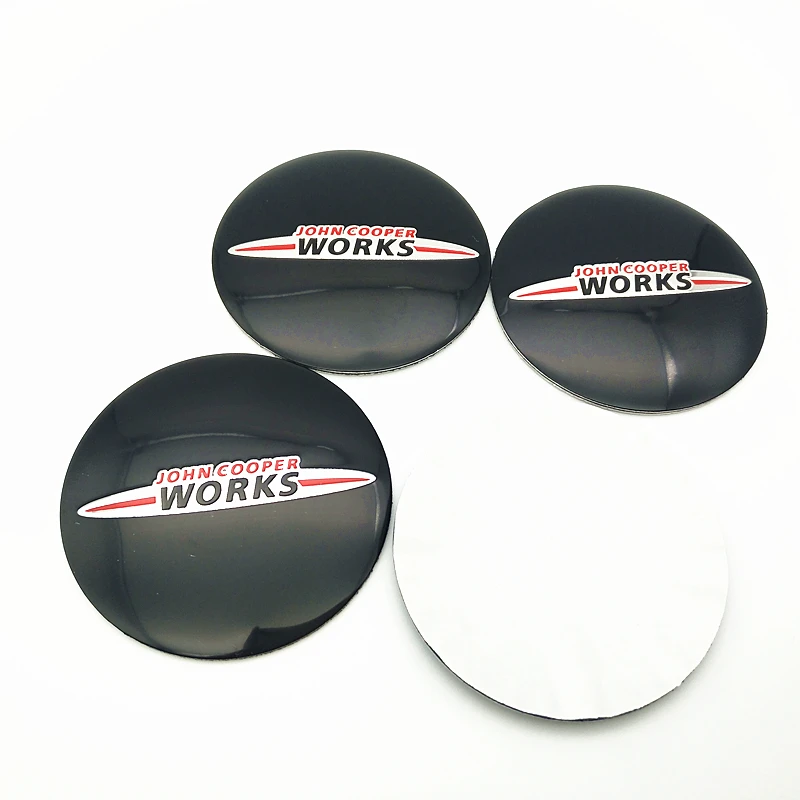 4 pcs Car Wheel Centre Hub Caps Cover Sticker For JOHN COOPER WORKS Logo For MINI Cooper Clubman Cabrio Paceman R50 R52 jcw R55