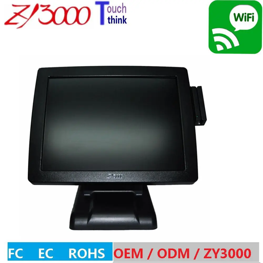 new stock cheaper 15 inch windows pos system 1037u 64G SSD 4 DDR3 ram touch screen cash register restaurant with MSR card reader