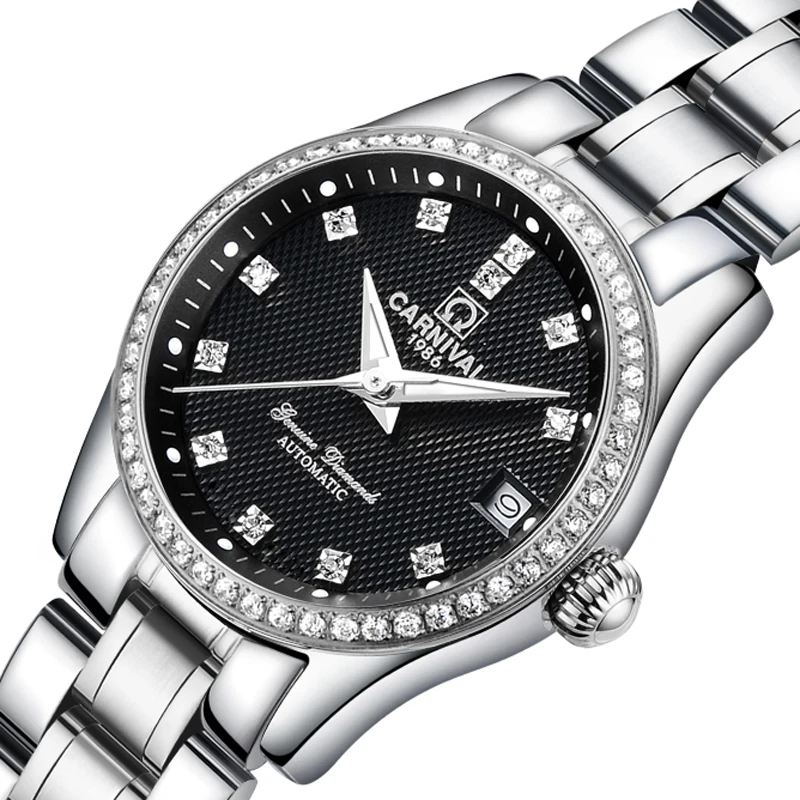 

NEW Switzerland Carnival Luxury Brand Watch Women Automatic Mechanical Watches Diamond Stainless Steel Relogio Feminino C8678L-1