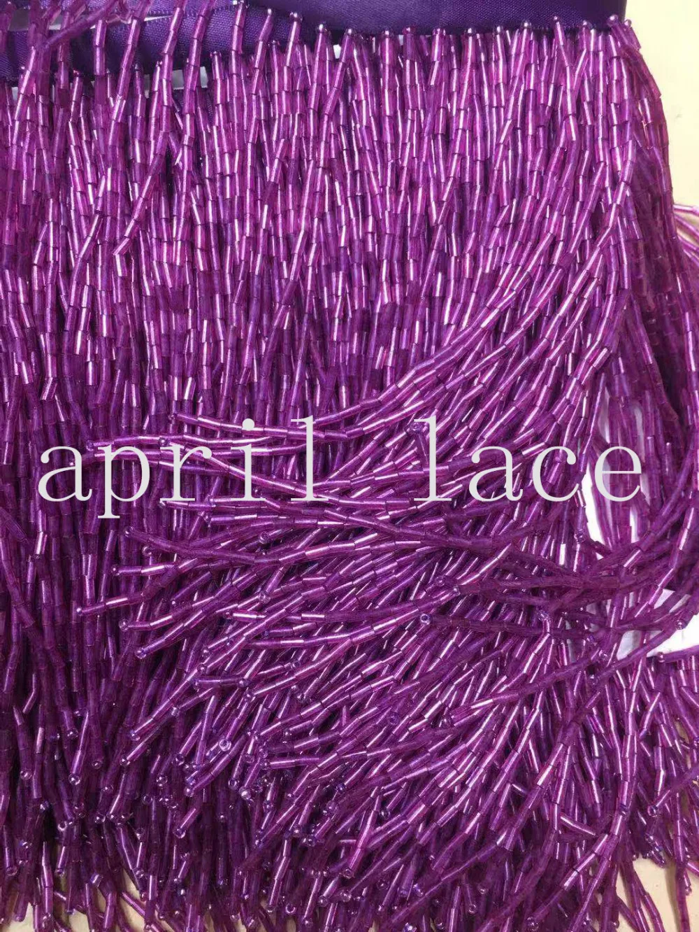 5yards cc005 # 14-15cm width purple  beads  fringe satin ribbon  tassel for garment/decorative/home /wedding bridal gown dress