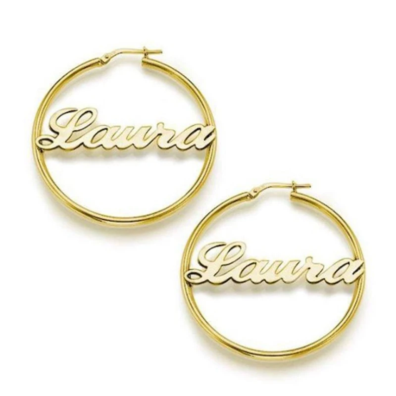 DODOAI Name Hoop Earrings, Custom Hoop Earring, Any Name Available,Personalized Earrings, Gold Letter Name Earrings for Women