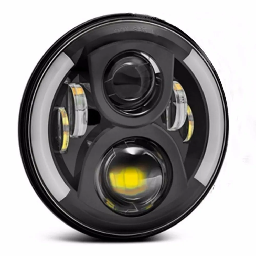 For Jeep Wrangler JK 120W 7 Inch LED headlights White Halo With 52