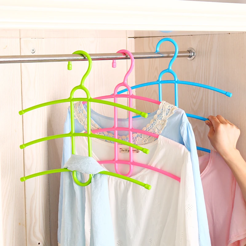 3pcs/lot 38cm Fishbone type plastic hanger antiskid multilayer multi-functional hanging wardrobe silk dress clothes hanger