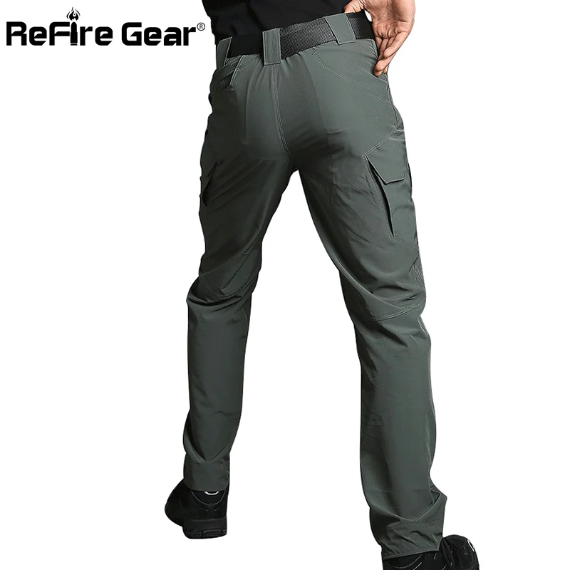 ReFire Gear letnie lekkie miejskie taktyczne spodnie w stylu Cargo mężczyźni dorywczo szybkie suszenie oddychające Stretch SWAT wojskowe spodnie