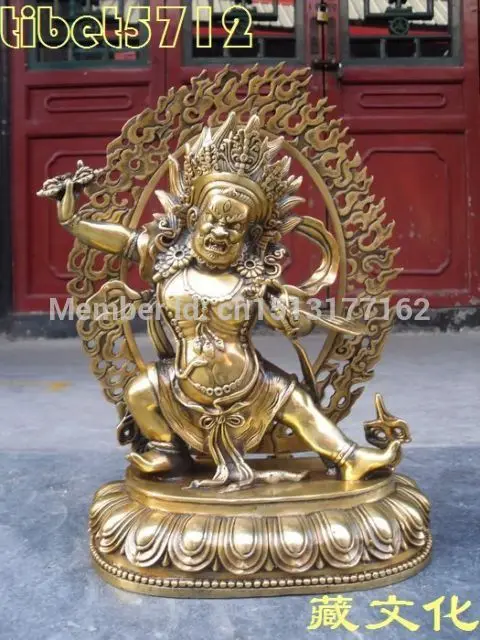 

Tibetan Buddhist brass nice looking Vajrapani Chanai Dorje buddha statue 33 cm Decoration Dynasty Food Censer Bronze Statue