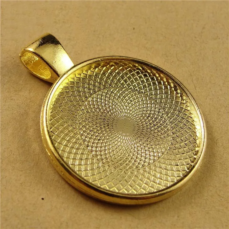 10pcs/lot 25mm Gold Silver Color Necklace Pendant Setting Cabochon Cameo Base Tray Bezel Blank Fit Round Cabochons Base DIY - Image 3