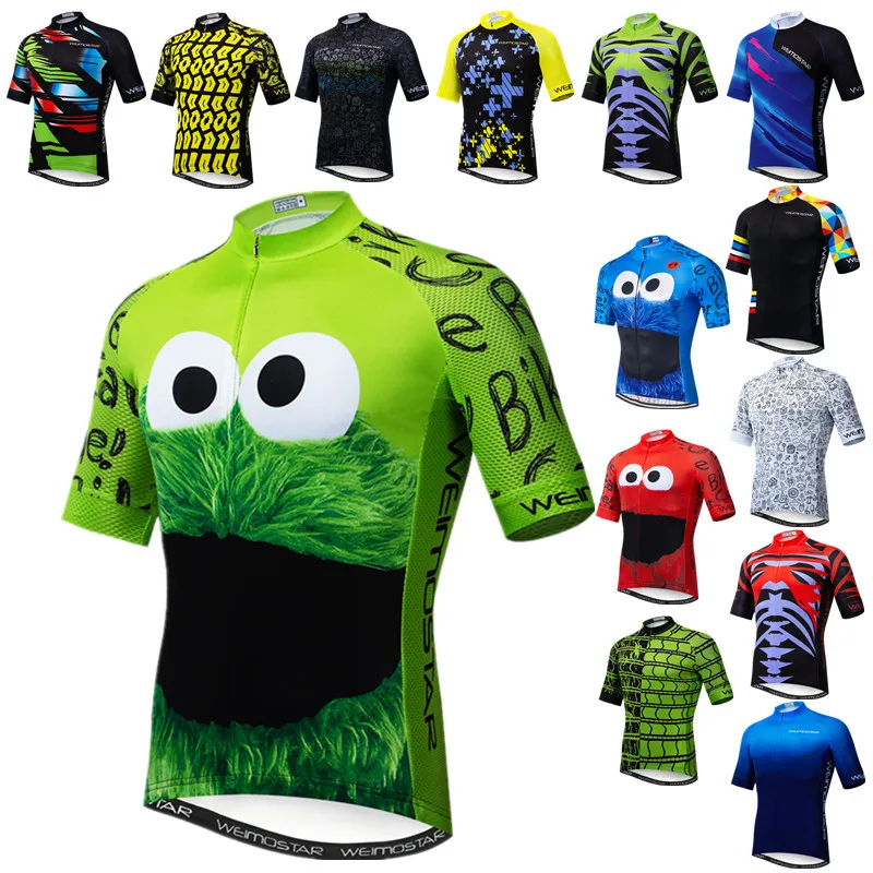 Weimostar Top Green Cycling Jersey Funny Men\'s Cookie Bicycle Cycling Clothing Maillot Ciclismo Breathable MTB Bike Jersey Shirt