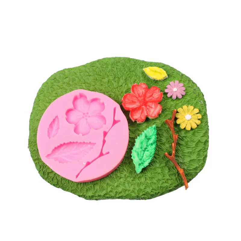 Aomily 3D Peach Blossom Cake Fondant Silicone Mold DIY Handmade Cookies Chocolate Mould Kitchen Cake Decorating Tools Bakeware