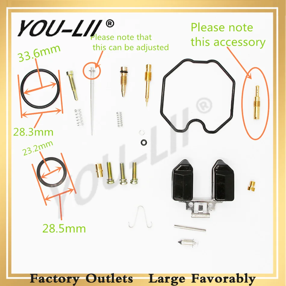 YOULII Straddle Type Motorcycle Keihin Carburetor PZ 26/27/30 Repair Kits CG 125/150/250 Carb (normal configuration)